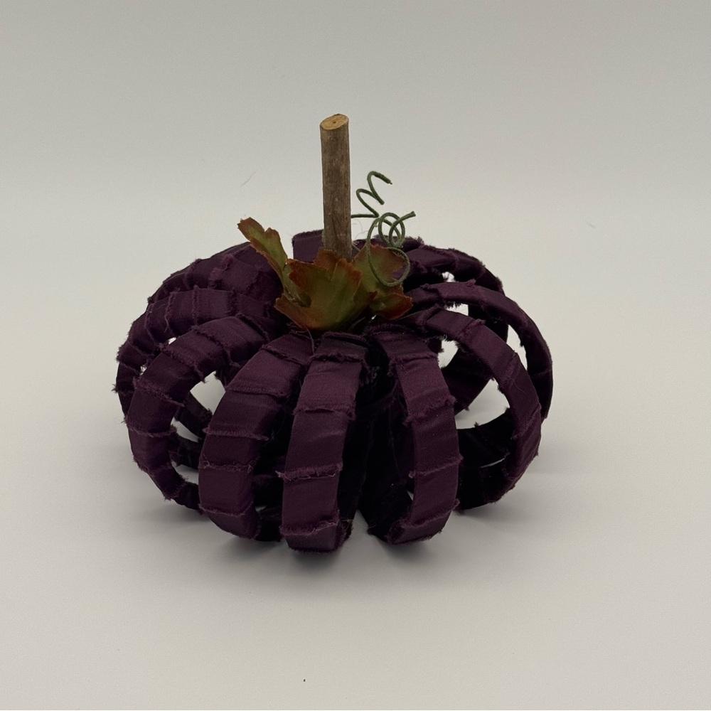 Rustic Satin Wrapped Pumpkin Decor Fall Decorations Purple New - Picture 1 of 5